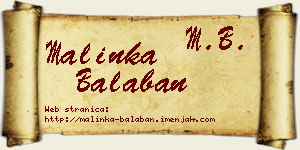 Malinka Balaban vizit kartica